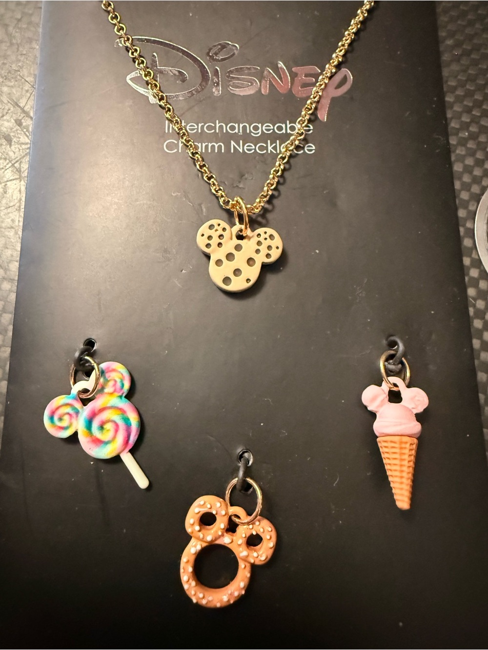 Disney Gold-Tone Interchangeable Charm Necklace with Pink & Multicolor Sweets